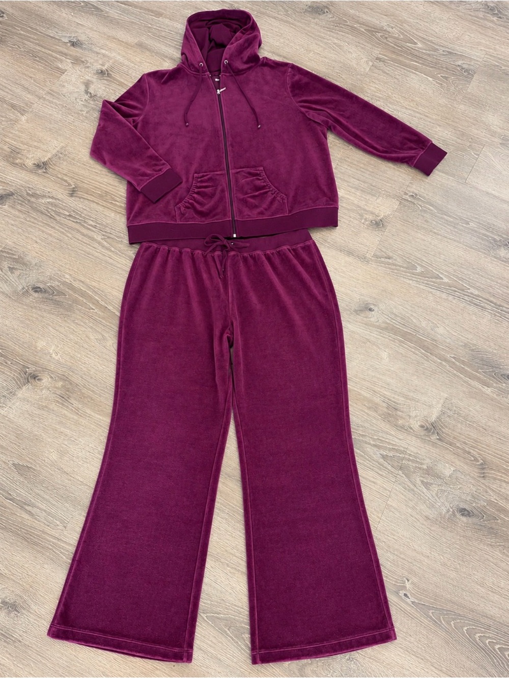 Fashion Bug Women’s Plush Hooded Velour Sweatsuit - Berry Purple 3X (22/24W)